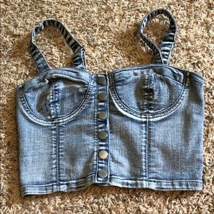 Denim washed, woven shirt/sleeveless